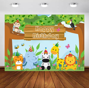 Birthday in the Jungle Backdrop (Material: Vinyl)