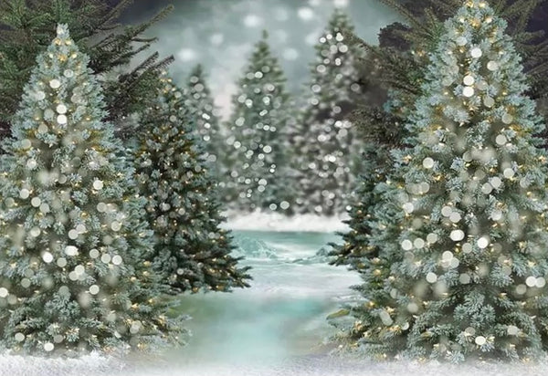 Green Christmas Tree Backdrop (Material: Vinyl)
