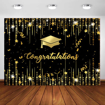 Golden Graduation Backdrop (Material: Vinyl)