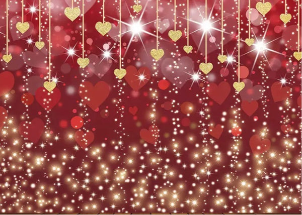 Red and Gold Hearts Backdrop (Material: Vinyl)