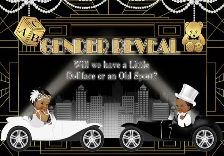 Gatsby Gender Reveal Backdrop (Material: Vinyl)