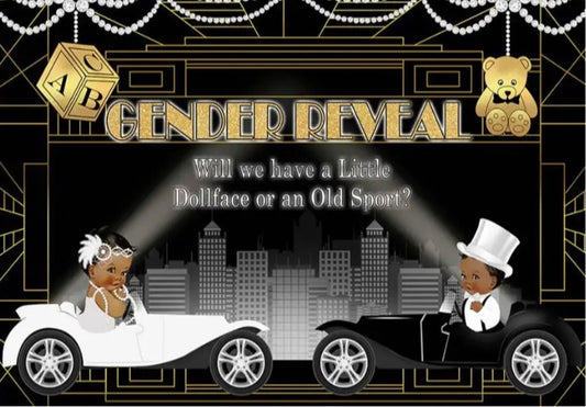 Gatsby Gender Reveal Backdrop (Material: Vinyl)