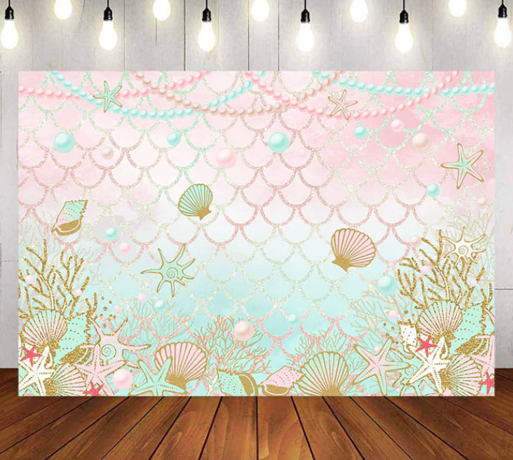 Under the Sea in Pastel Backdrop (Material: Vinyl)
