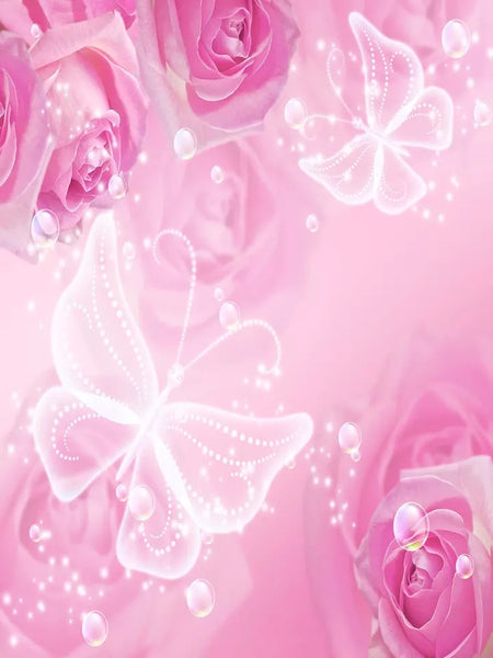 Butterfly in Pink Backdrop (Material: Microfiber)