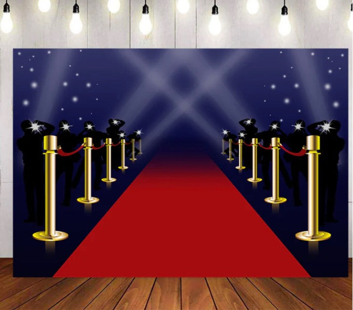 Hollywood - Red Carpet Backdrop (Material: Vinyl)