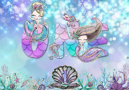 Cute Mermaid Backdrop (Material: Vinyl)