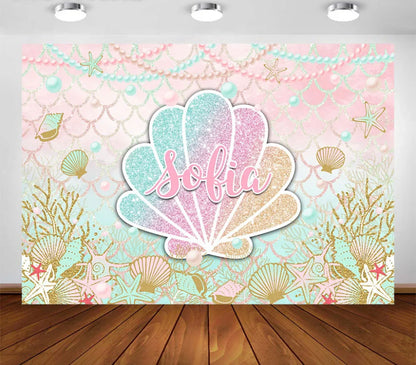 Cute Shell Backdrop (Material: Vinyl)