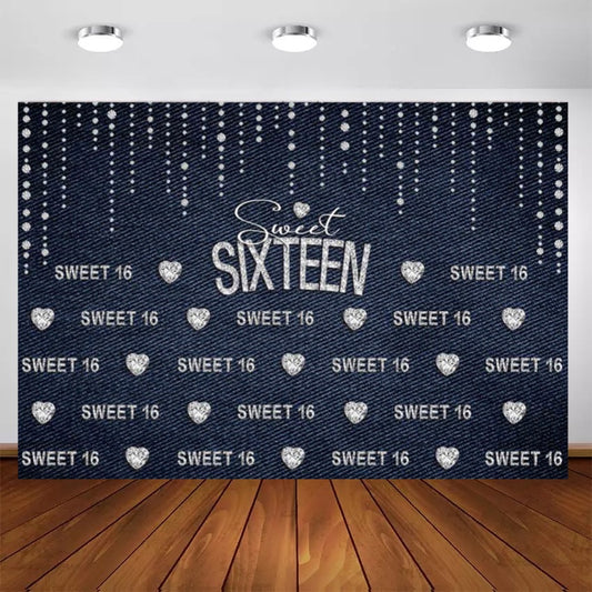 Sweet Sixteen Step & Repeat Backdrop (Material: Vinyl)