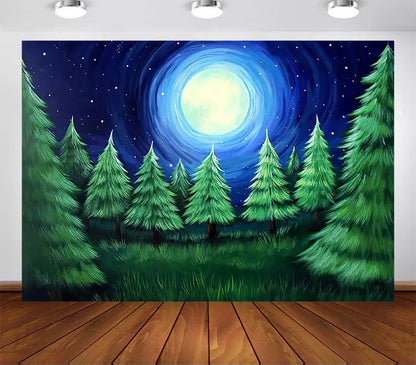 Shine Christmas Trees Backdrop (Material: Vinyl)