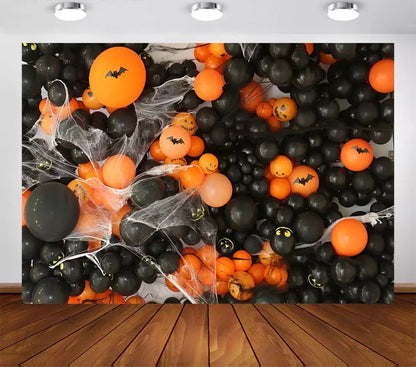 Halloween Balloons Backdrop (Material: Vinyl)