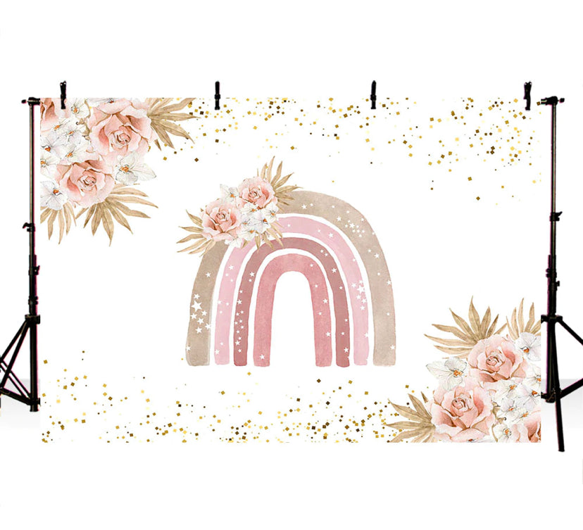 Boho Flowers Backdrop (Material: Vinyl)