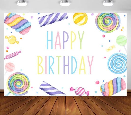 Happy Sweet Birthday Backdrop (Material: Vinyl)
