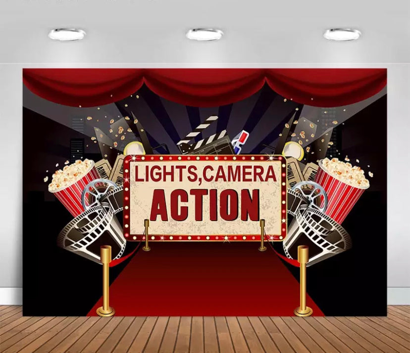 Lights, Camera, Action Backdrop MOVIE (Material: Vinyl)