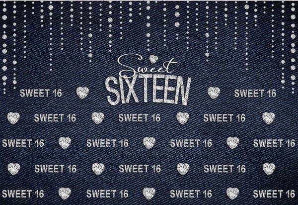 Sweet Sixteen Step & Repeat Backdrop (Material: Vinyl)