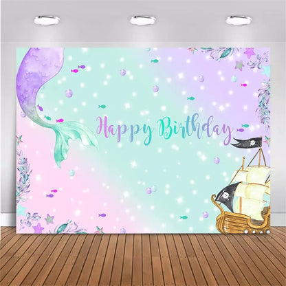 Mermaids VS Pirates Backdrop (Material: Vinyl)