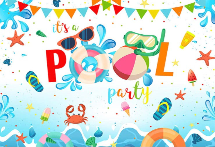 It’s a Pool Party Backdrop (Material: Vinyl)