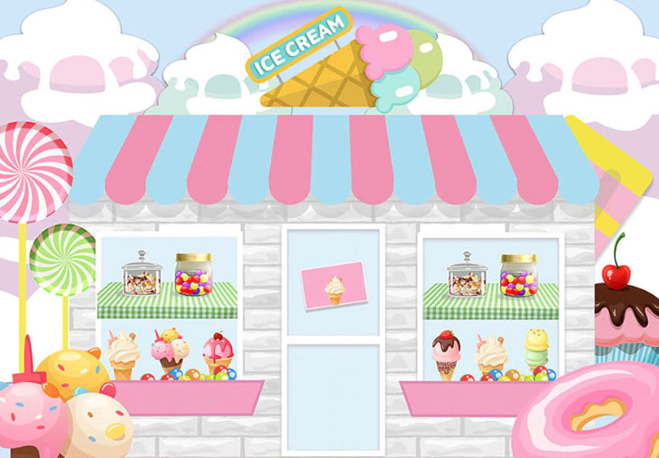 Sweet IceCream-Shoppe Backdrop (Material: Vinyl)