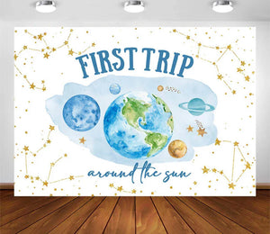First Trip in Blue Backdrop (Material: Vinyl)