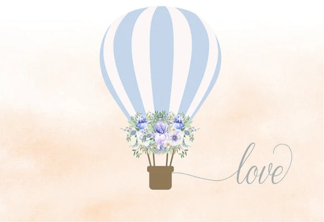Blue Hot Air Balloon Backdrop (Material: Vinyl)