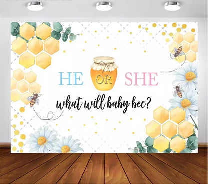 Gender Reveal Honey Backdrop (Material: Vinyl)