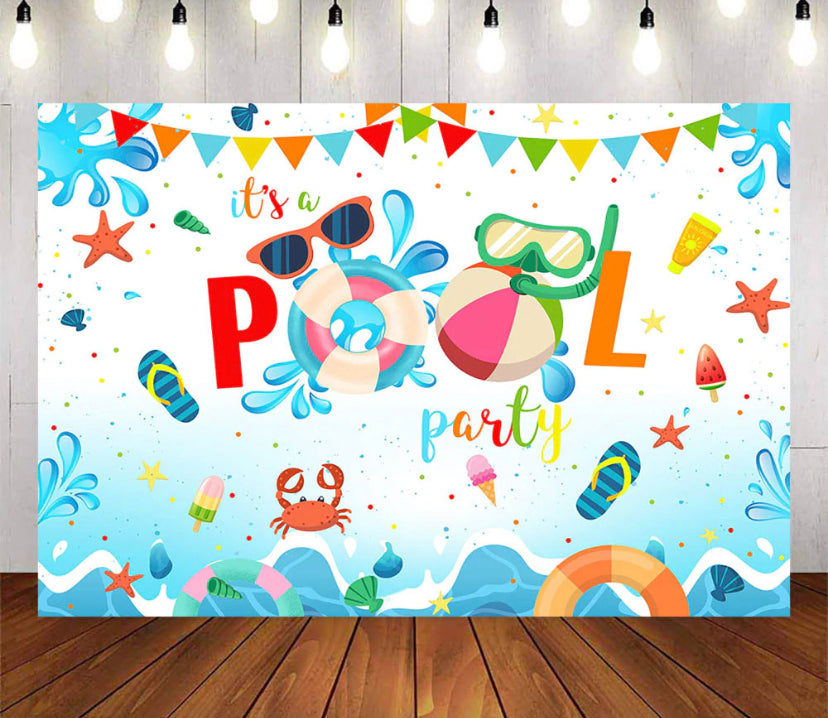 It’s a Pool Party Backdrop (Material: Vinyl)