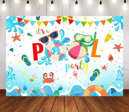 It’s a Pool Party Backdrop (Material: Vinyl)