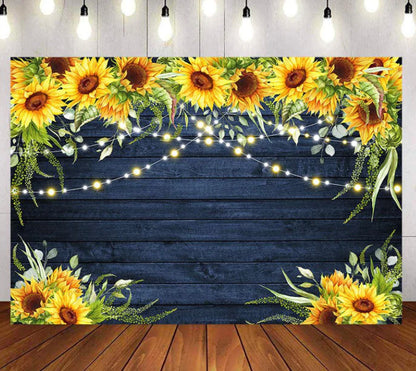 Blue Sunflower Backdrop (Material: Vinyl)