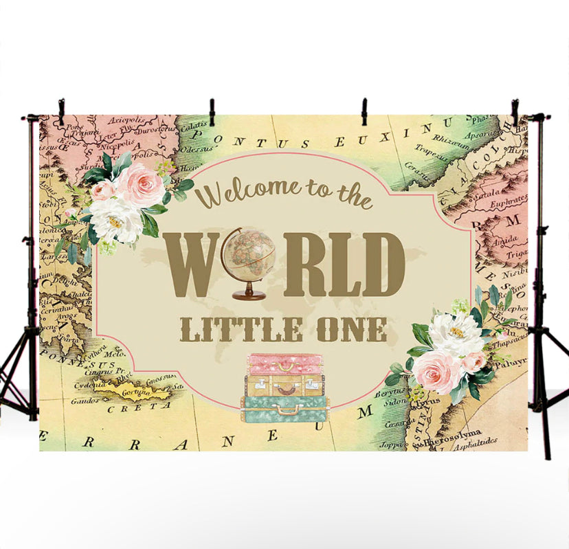Welcome to the World - PINK Backdrop (Material: Vinyl)