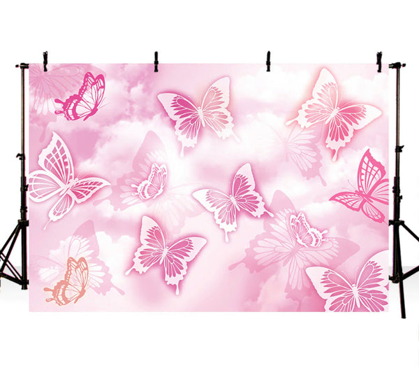Butterfly in Pink Butterfly Backdrop (Material: Vinyl)