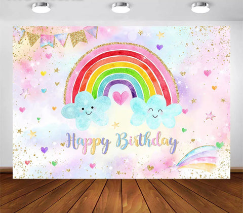 Rainbow Party Backdrop (Material: Vinyl)