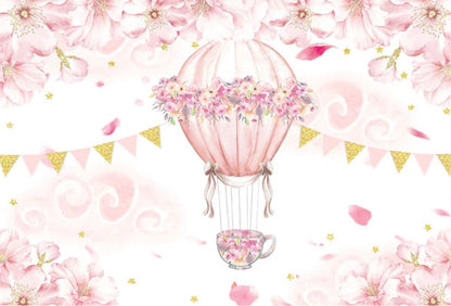 Pink Hot Air Balloon Backdrop (Material: Vinyl)