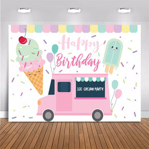 Pink Ice Cream Truck Backdrop (Material: Vinyl)