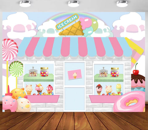 Sweet IceCream-Shoppe Backdrop (Material: Vinyl)