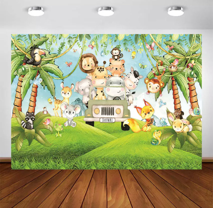 Jungle Cuteness Backdrop (Material: Vinyl)