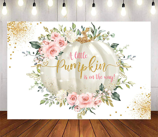 Pink Pumpkin BabyShower Backdrop (Material: Vinyl)