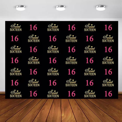 Sixteen Step & Repeat Backdrop (Material: Vinyl)