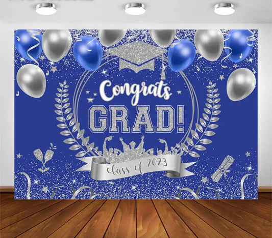 Blue Graduation Backdrop (Material: Vinyl)