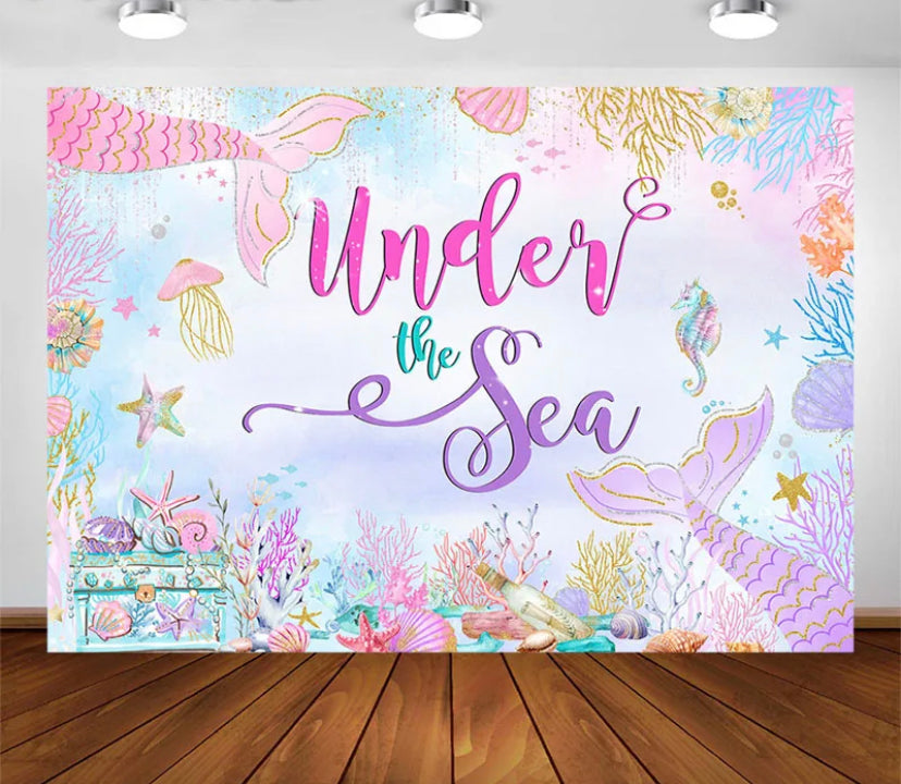 All about Mermaids Backdrop (Material: Vinyl)