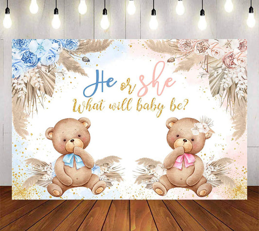 Twins and a Teddy Backdrop (Material: Vinyl)