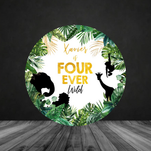In the Jungle (Black) Round Backdrop (Material: Polyester)