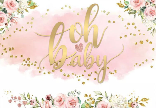 Oh Baby Shower Backdrop (Material: Vinyl)