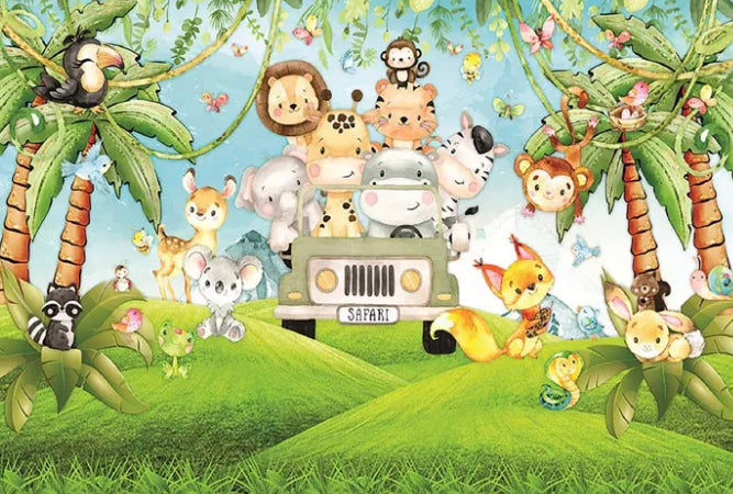 Jungle in a Jeep Backdrop (Material: Vinyl)