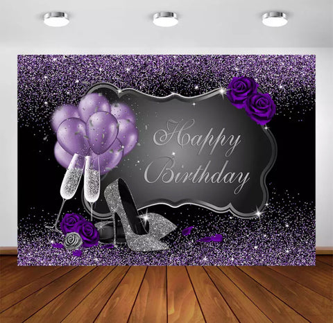 Heels in Purple & Silver Backdrop (Material: Vinyl)