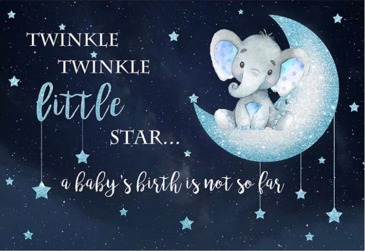 Twinkle Twinkle Sweet Elephant Backdrop (Material: Vinyl)