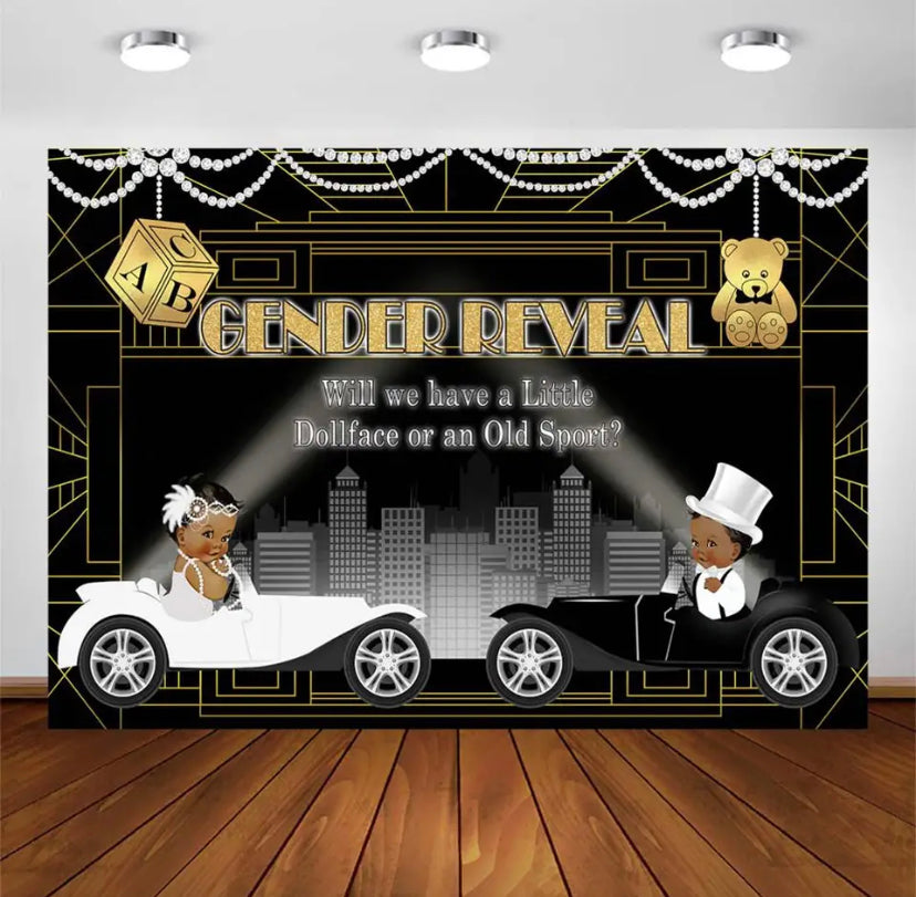 Gatsby Gender Reveal Backdrop (Material: Vinyl)