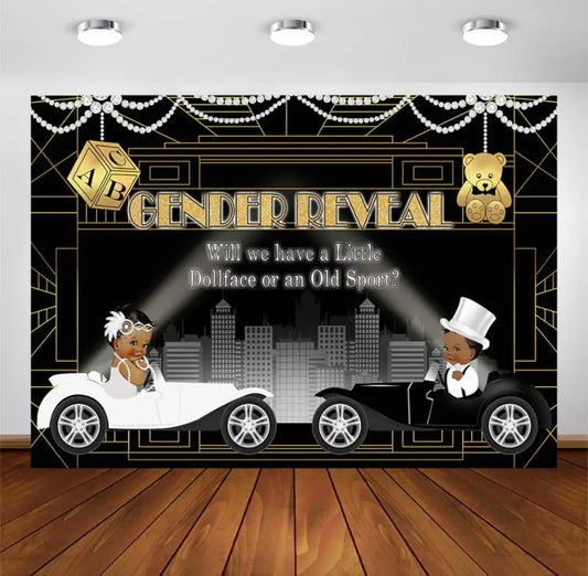 Gatsby Gender Reveal Backdrop (Material: Vinyl)