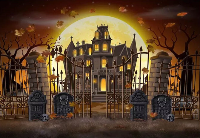 Halloween Castle Backdrop (Material: Vinyl)