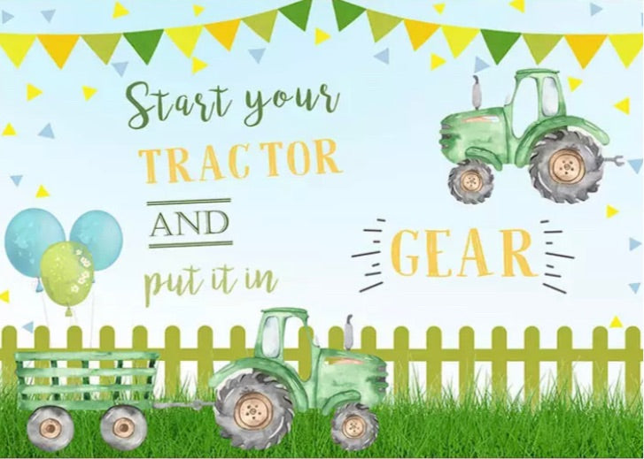 Trucks in a Barn Backdrop (Material: Vinyl)