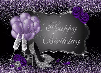 Heels in Purple & Silver Backdrop (Material: Vinyl)