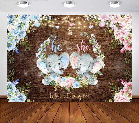 Gender Reveal - Elephant Backdrop (Material: Vinyl)